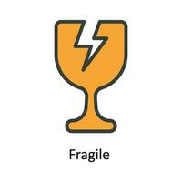 Fragile  Vector  Fill outline Icon Design illustration. Shipping and delivery Symbol on White background EPS 10 File