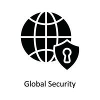 Global Security   Vector Solid  Icon Design illustration. Network and communication Symbol on White background EPS 10 File