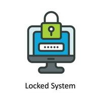 Locked System  Vector Fill outline Icon Design illustration. Cyber security  Symbol on White background EPS 10 File