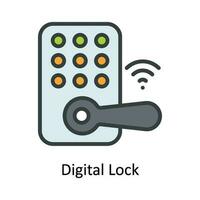 Digital Lock Vector Fill outline Icon Design illustration. Cyber security  Symbol on White background EPS 10 File