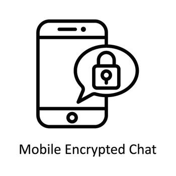 Mobile Encrypted Chat Vector  outline Icon Design illustration. Cyber security  Symbol on White background EPS 10 File