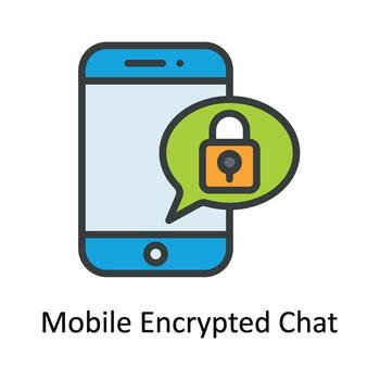 Mobile Encrypted Chat Vector Fill outline Icon Design illustration. Cyber security  Symbol on White background EPS 10 File
