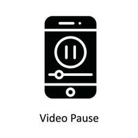 Video Pause Vector   solid Icon Design illustration. Multimedia Symbol on White background EPS 10 File