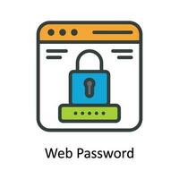 Web Password Vector Fill outline Icon Design illustration. Cyber security  Symbol on White background EPS 10 File