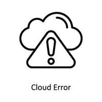 Cloud Error Vector  outline Icon Design illustration. Cyber security  Symbol on White background EPS 10 File