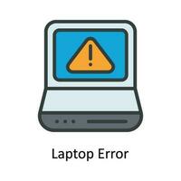 Laptop Error  Vector Fill outline Icon Design illustration. Network and communication Symbol on White background EPS 10 File