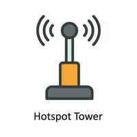 Hotspot Tower  Vector Fill outline Icon Design illustration. Network and communication Symbol on White background EPS 10 File