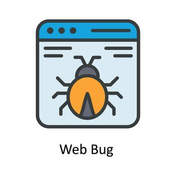 Web Bug  Vector Fill outline Icon Design illustration. Cyber security  Symbol on White background EPS 10 File