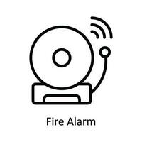 fuego alarma vector contorno icono diseño ilustración. ciber seguridad símbolo en blanco antecedentes eps 10 archivo