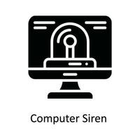 Computer Siren  Vector  solid Icon Design illustration. Cyber security  Symbol on White background EPS 10 File