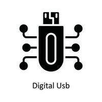 digital USB vector sólido icono diseño ilustración. ciber seguridad símbolo en blanco antecedentes eps 10 archivo