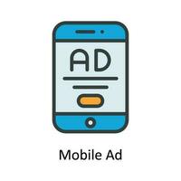 Mobile Ad Vector  Fill outline Icon Design illustration. Multimedia Symbol on White background EPS 10 File