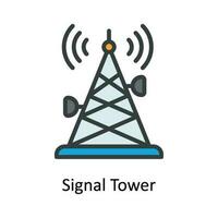 Signal Tower  Vector Fill outline Icon Design illustration. Network and communication Symbol on White background EPS 10 File