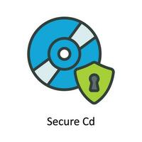 Secure Cd Vector Fill outline Icon Design illustration. Cyber security  Symbol on White background EPS 10 File