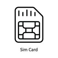 Sim Card  Vector  outline Icon Design illustration. Network and communication Symbol on White background EPS 10 File