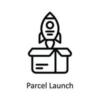 Parcel Launch Vector   outline Icon Design illustration. Shipping and delivery Symbol on White background EPS 10 File