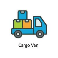 Cargo Van  Vector  Fill outline Icon Design illustration. Shipping and delivery Symbol on White background EPS 10 File