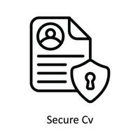 Secure Cv Vector  outline Icon Design illustration. Cyber security  Symbol on White background EPS 10 File