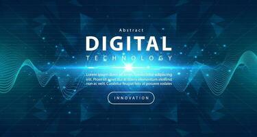 Digital technology banner green blue background concept with technology light effect, abstract tech, innovation future data, internet network, Ai big data, lines dots connection, illustration vector