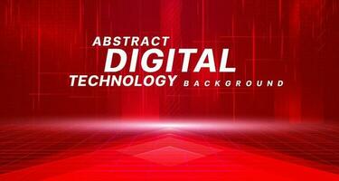 Digital technology futuristic metaverse red background, cyber information, abstract speed connect communication, innovation future meta tech, internet network connection, Ai big data, illustration 3d vector