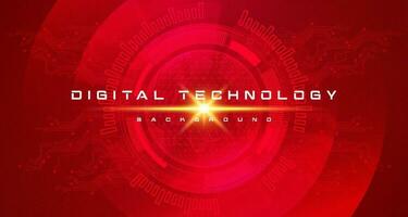 Abstract digital technology futuristic red background, Cyber information data science tech, Innovation communication future, Ai big data, internet network connection, Cloud hi-tech illustration vector