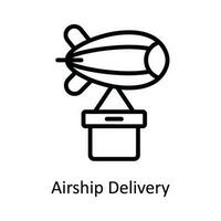 Airship Delivery  Vector   outline Icon Design illustration. Shipping and delivery Symbol on White background EPS 10 File