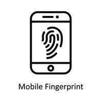 Mobile Fingerprint Vector  outline Icon Design illustration. Cyber security  Symbol on White background EPS 10 File