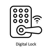 Digital Lock Vector  outline Icon Design illustration. Cyber security  Symbol on White background EPS 10 File