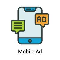 Mobile Ad  Vector   Fill outline  Icon Design illustration. Digital Marketing  Symbol on White background EPS 10 File