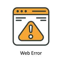 Web Error  Vector Fill outline Icon Design illustration. Network and communication Symbol on White background EPS 10 File