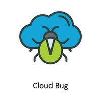 Cloud Bug Vector Fill outline Icon Design illustration. Cyber security  Symbol on White background EPS 10 File