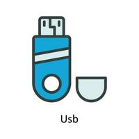 USB vector llenar contorno icono diseño ilustración. red y comunicación símbolo en blanco antecedentes eps 10 archivo