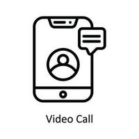 Video Call  Vector  outline Icon Design illustration. Network and communication Symbol on White background EPS 10 File