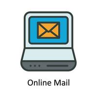 Online Mail  Vector   Fill outline  Icon Design illustration. Digital Marketing  Symbol on White background EPS 10 File