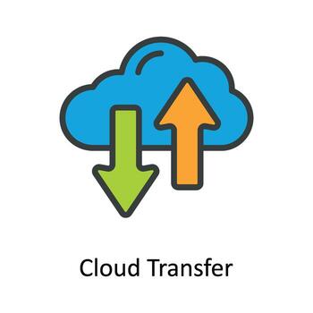 Cloud Transfer  Vector Fill outline Icon Design illustration. Network and communication Symbol on White background EPS 10 File