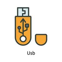 USB vector llenar contorno icono diseño ilustración. multimedia símbolo en blanco antecedentes eps 10 archivo