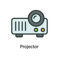 Projector  Vector Fill outline Icon Design illustration. Network and communication Symbol on White background EPS 10 File