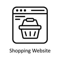 compras sitio web vector contorno icono diseño ilustración. digital márketing símbolo en blanco antecedentes eps 10 archivo