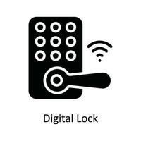 Digital Lock Vector  solid Icon Design illustration. Cyber security  Symbol on White background EPS 10 File