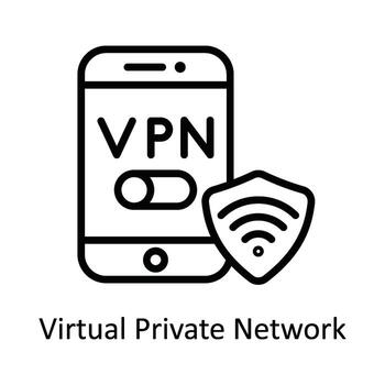 Virtual Private Network  Vector  outline Icon Design illustration. Cyber security  Symbol on White background EPS 10 File