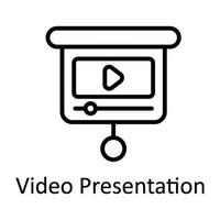 Video Presentation  Vector   outline Icon Design illustration. Multimedia Symbol on White background EPS 10 File
