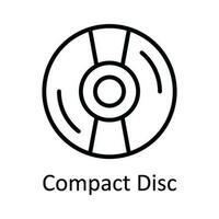 Compact Disc Vector   outline Icon Design illustration. Multimedia Symbol on White background EPS 10 File