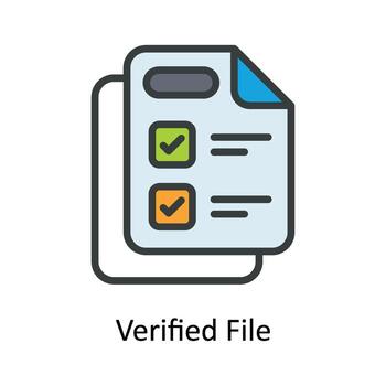 Verified File  Vector Fill outline Icon Design illustration. Network and communication Symbol on White background EPS 10 File