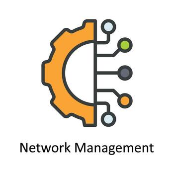 Network Management  Vector Fill outline Icon Design illustration. Network and communication Symbol on White background EPS 10 File