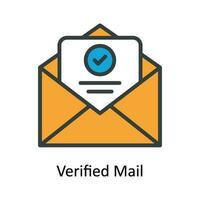 Verified Mail Vector  Fill outline Icon Design illustration. Shipping and delivery Symbol on White background EPS 10 File