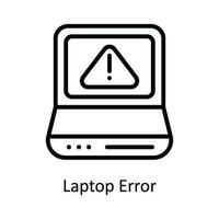 Laptop Error  Vector  outline Icon Design illustration. Network and communication Symbol on White background EPS 10 File