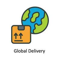 Global Delivery  Vector  Fill outline Icon Design illustration. Shipping and delivery Symbol on White background EPS 10 File