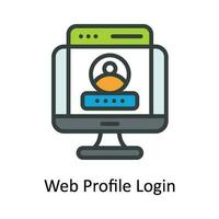 Web Profile Login Vector Fill outline Icon Design illustration. Cyber security  Symbol on White background EPS 10 File