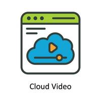 Cloud Video Vector  Fill outline Icon Design illustration. Multimedia Symbol on White background EPS 10 File