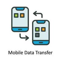 Mobile Data Transfer  Vector Fill outline Icon Design illustration. Network and communication Symbol on White background EPS 10 File